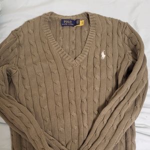Polo by Ralph Lauren Cable Knit V Neck Sweater